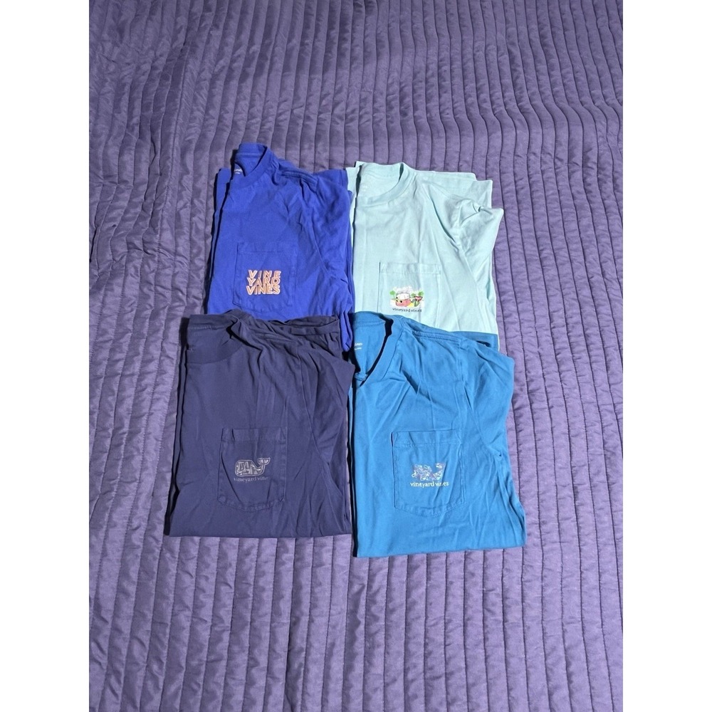 Vineyard Vines Boys Short Sleeve Pocket T-Shirt Lot of 4 Blue Green Size L 16